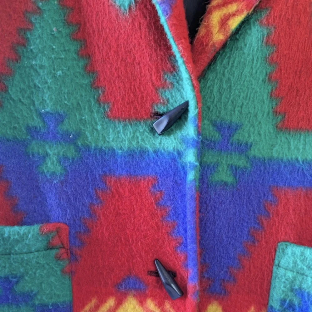 David Wayne Vintage Fleece Southwest Print Two Button Jacket Women's Large - Picture 5 of 11